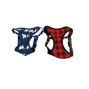 Play On‎ Dog Harness Set Small Blue Tie Dye Red Buffalo Plaid New Mesh 2pack